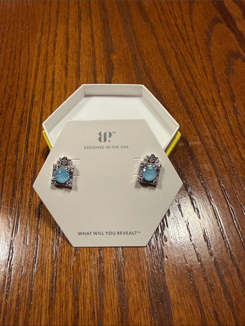 Light Blue Crystal Halo Stud Earrings by BP